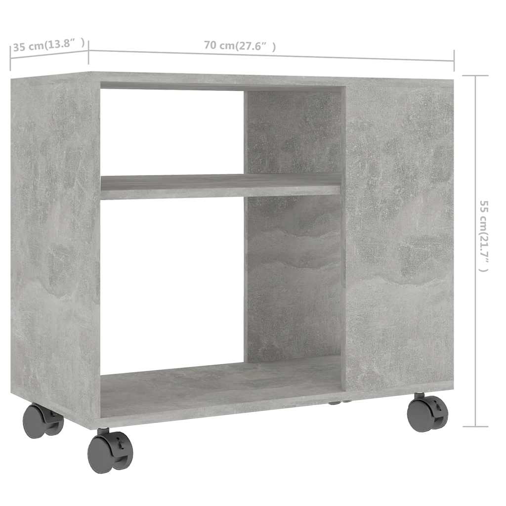 Side Table Concrete Grey 70x35x60.5 cm Engineered Wood