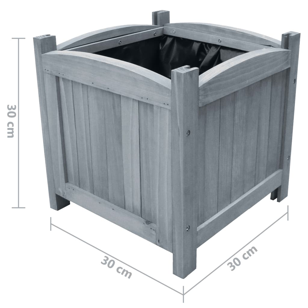 Raised Bed | Set of 2 | Grey | Solid firwood with PE lining | Small
