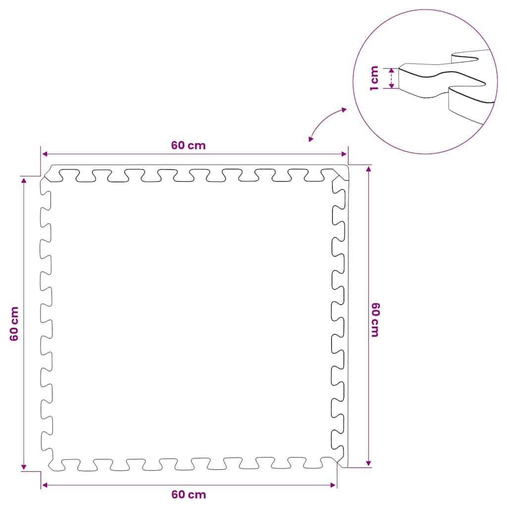 Floor Mats 6 pcs 2.16 ㎡ EVA Foam Black