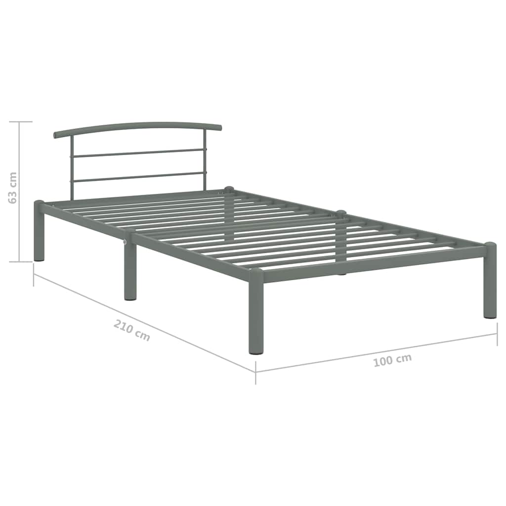 284662 vidaXL Bed Frame without Mattress Grey Metal 90x200 cm