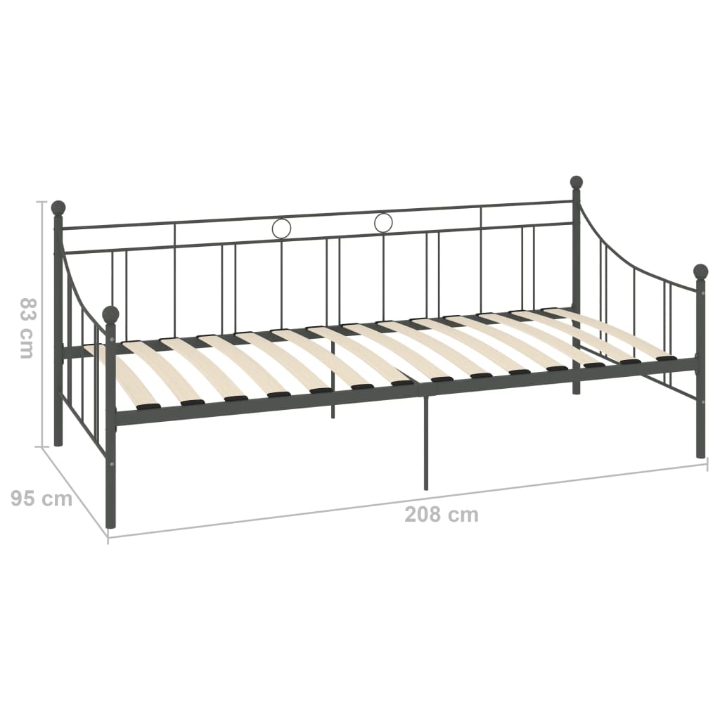 Day Bed Frame | Grey | Metal,Plywood,Plastic | 90 x 200 cm