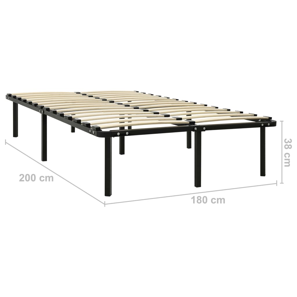 Bed Frame without Mattress Black Metal 180x200 cm Super King