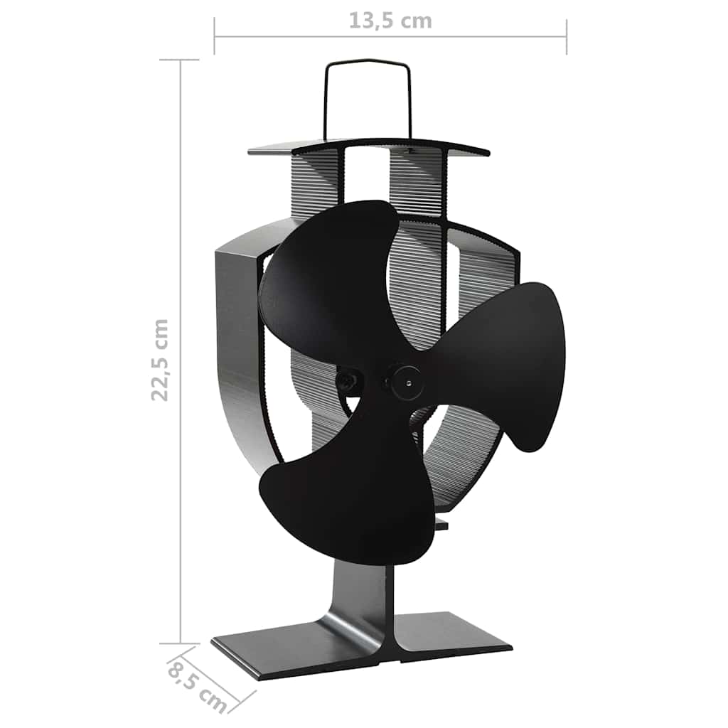 Heat Powered Stove Fan 3 Blades Black