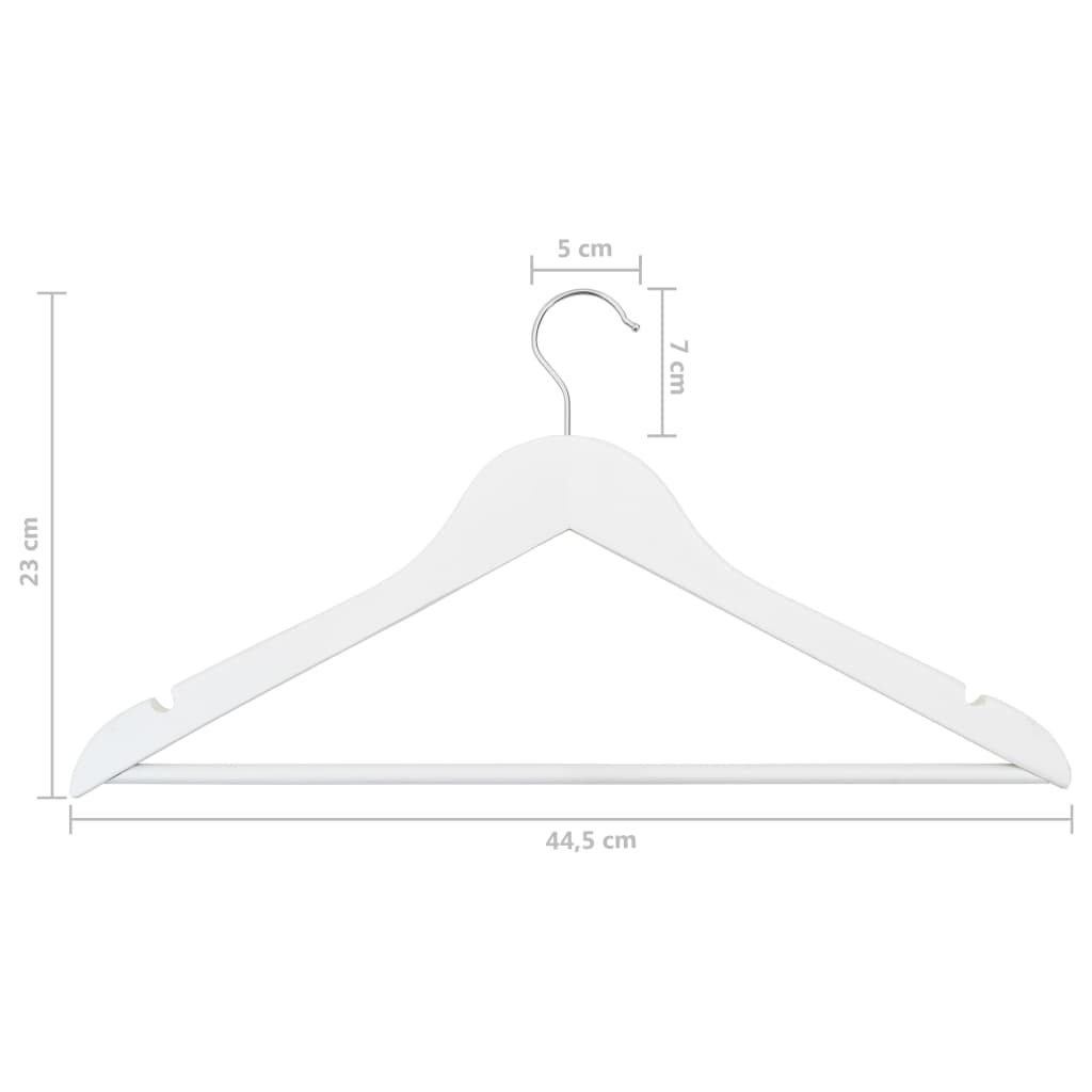 Hanger | Set of 50 | White | Hardwood, Metal | Standard | Non-slip
