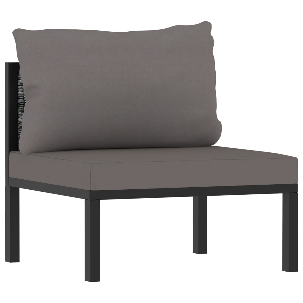6 Piece Patio Lounge Set with Cushions Poly Rattan Anthracite