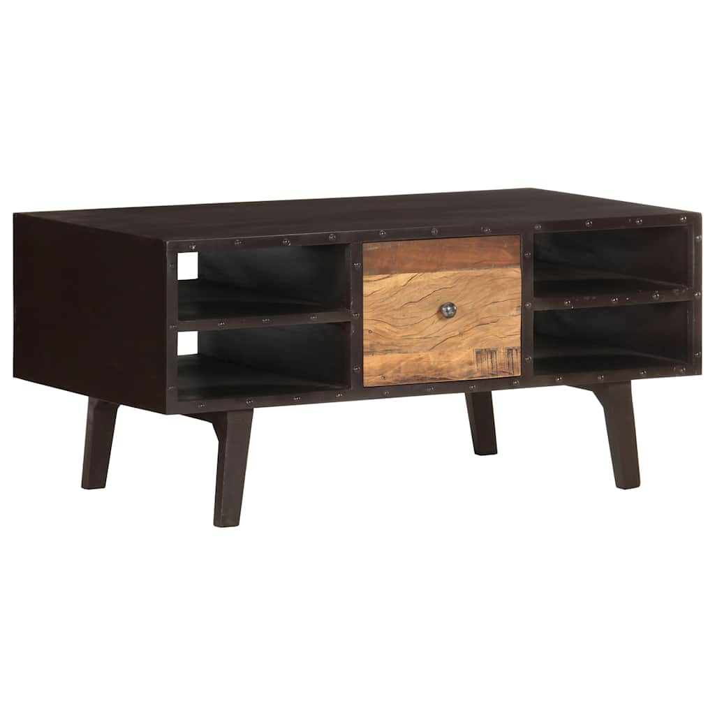 Coffee Table | Black and brown | Solid reclaimed wood, MDF | 100x50x45 cm