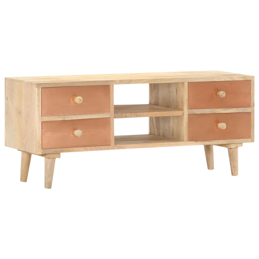 TV Cabinet | Natural wood with copper accents | Solid Mango Wood | Medium