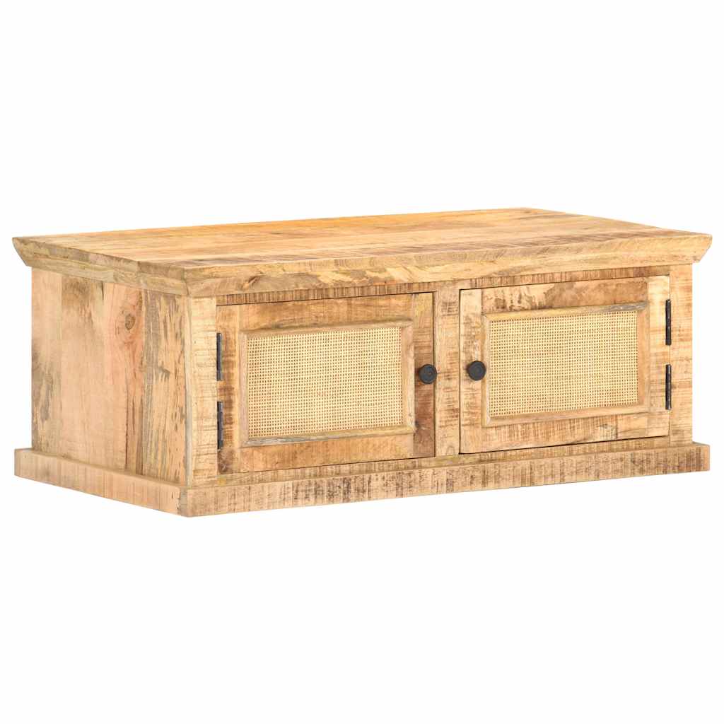 Coffee Table | Natural Wood | Solid Mango Wood and Natural Cane