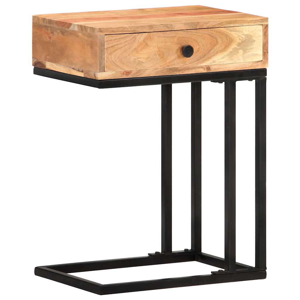 Side Table | Natural Wood | Solid Acacia Wood, Powder-Coated Steel