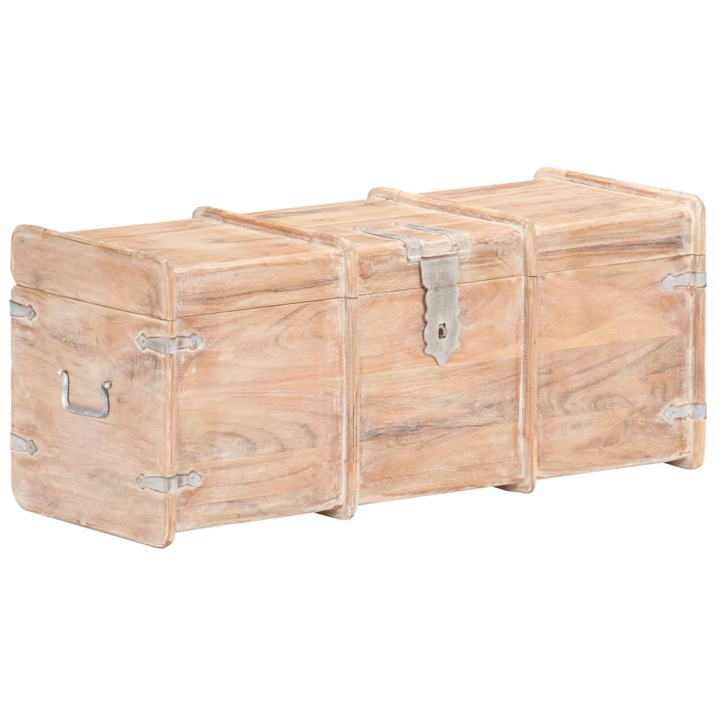 Storage Chest | White finish | Solid acacia wood | 90 x 40 x 40 cm