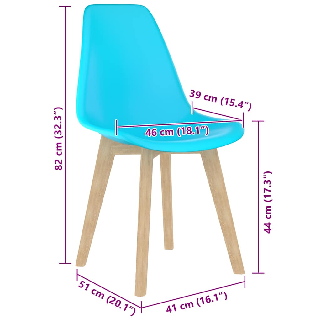 Dining Chair | Set of 2 | Blue | Polypropylene, Beechwood | Medium