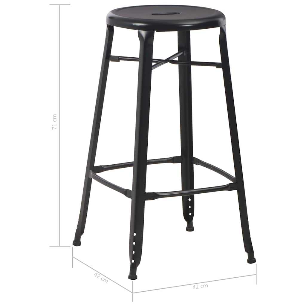 Bar Stool | Set of 6 | Black | Powder-coated steel | Standard size