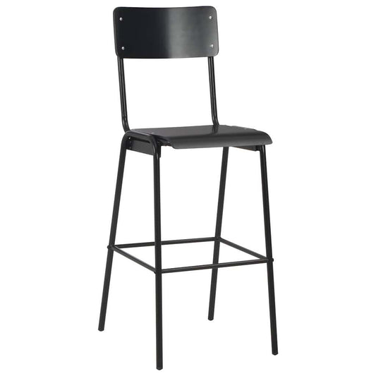 Bar Stool | Set of 6 | Black | Solid Plywood | Standard | Stackable
