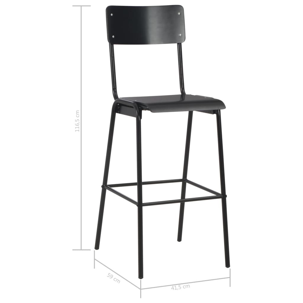 Bar Stool | Set of 6 | Black | Solid Plywood | Standard | Stackable