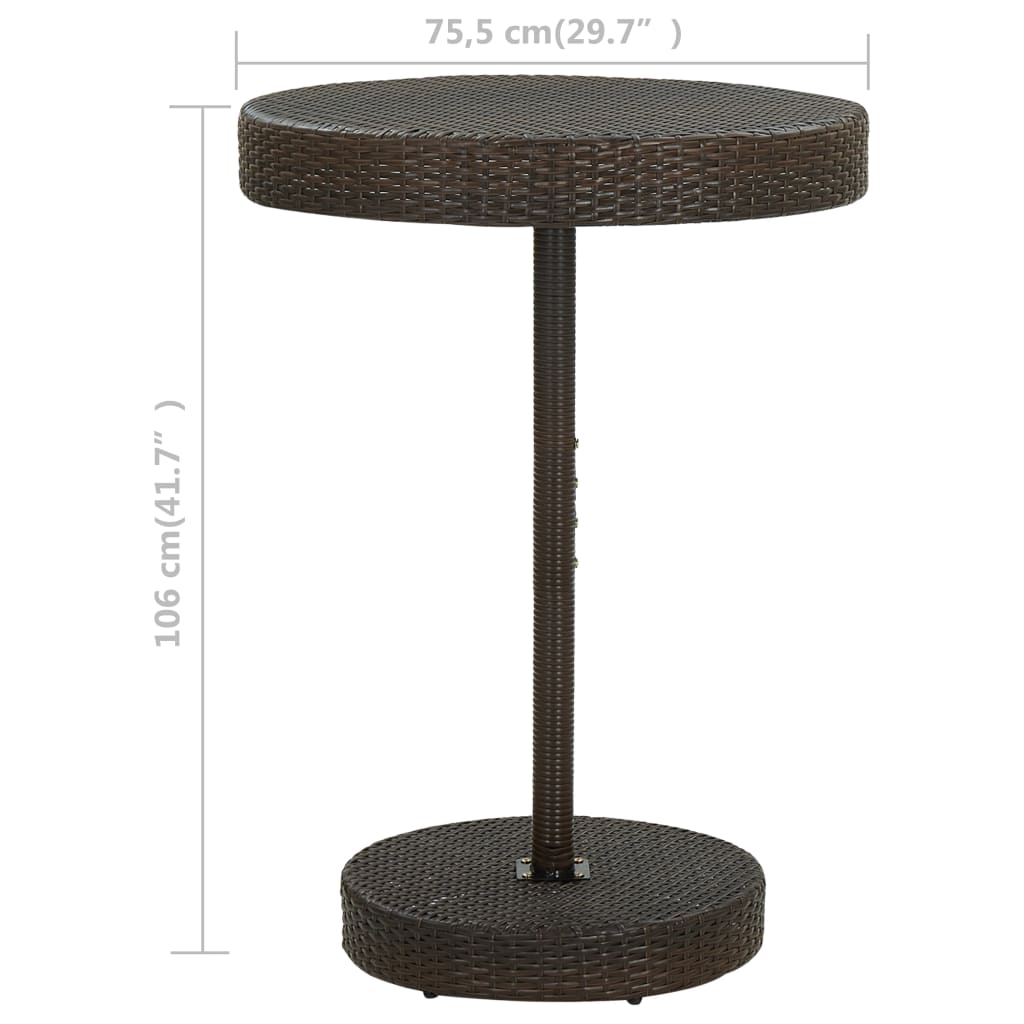 Garden Table | Brown | Poly Rattan, Powder-Coated Steel | Standard