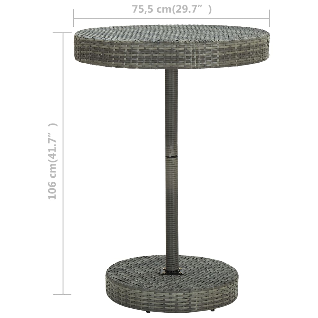 Garden Table | Grey | PE rattan, powder-coated steel | Medium