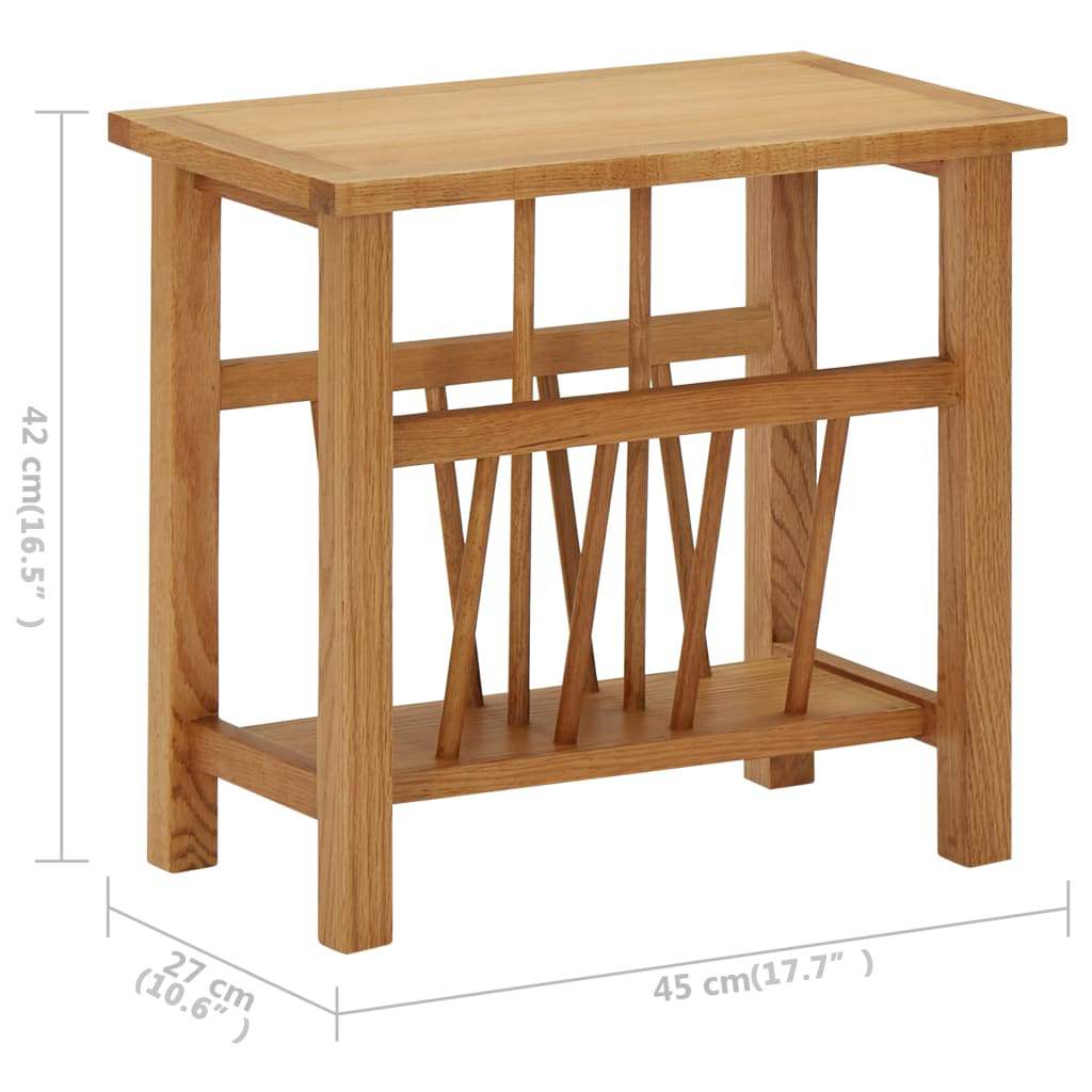 Magazine Table | Natural | Solid Oak Wood, MDF | Compact | Magazine Table