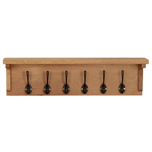 Coat Rack | Natural Oak | Solid Oak Wood | Compact | Hooks | Coat Rack
