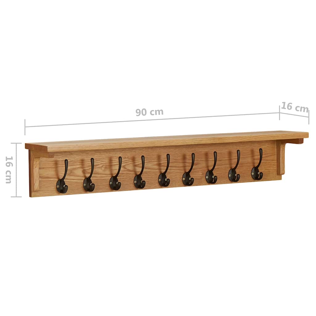 Coat Rack | Natural Oak | Solid Oak Wood | Medium | Wall-mounted