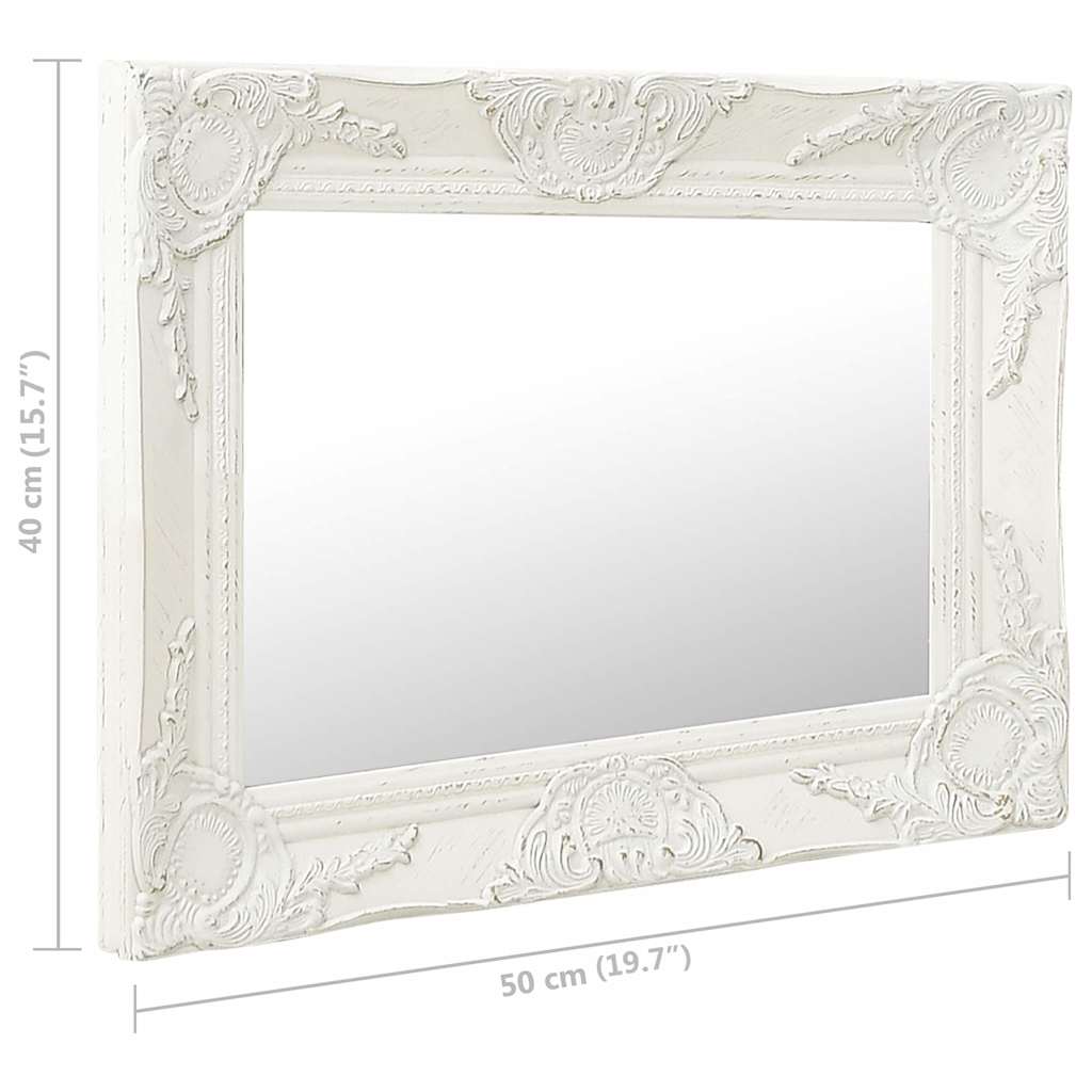 Wall Mirror | White | Wood, glass, engineered wood | 50x40 cm