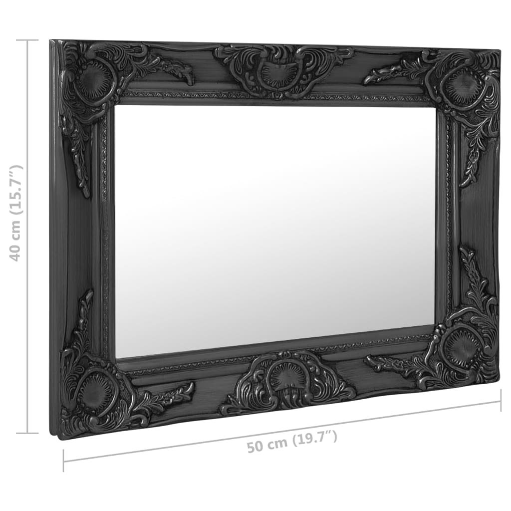 Wall Mirror | Black | Wood, glass, engineered wood | 50x40 cm