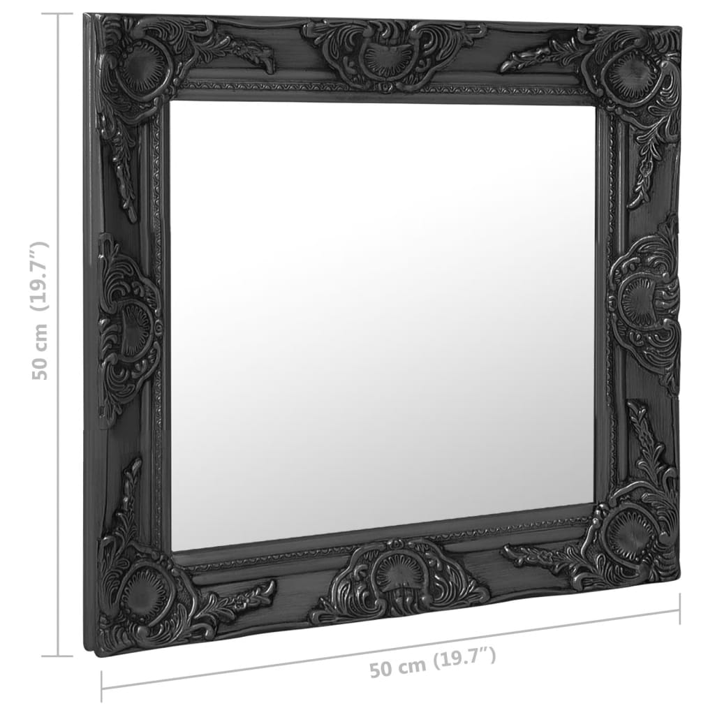 Wall Mirror | Black | Wood, Glass, Engineered Wood | 50x50 cm