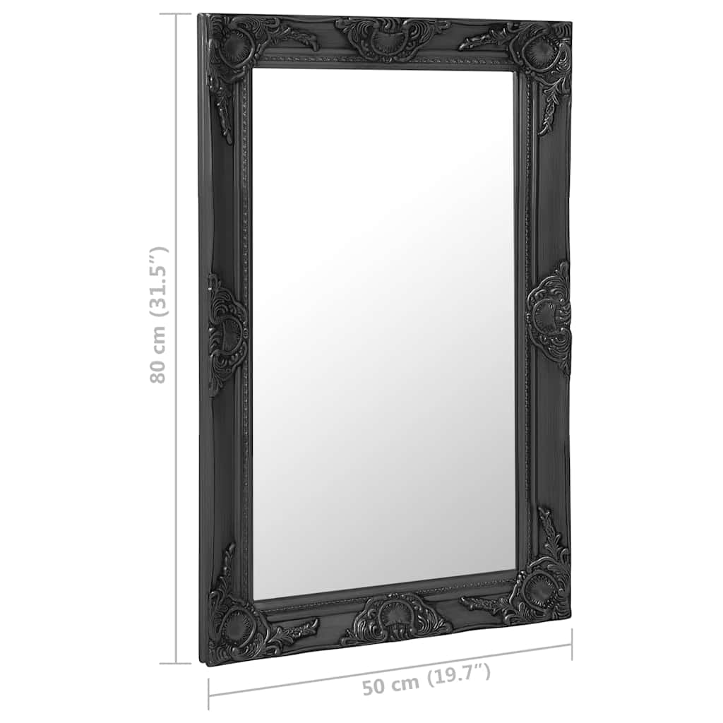 Wall Mirror | Black | Wood, Glass, Engineered Wood | 50x80 cm