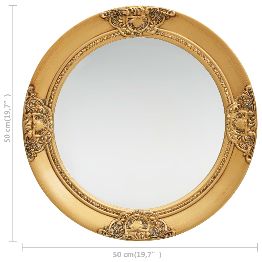 Wall Mirror | Gold | Wood, glass, engineered wood | 50 cm diameter