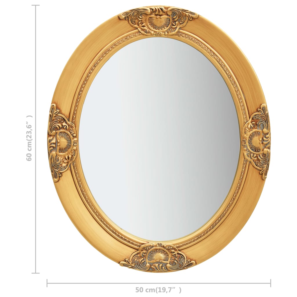 Wall Mirror | Gold | Wood, Glass, Engineered Wood | 50x60 cm | Ornaments