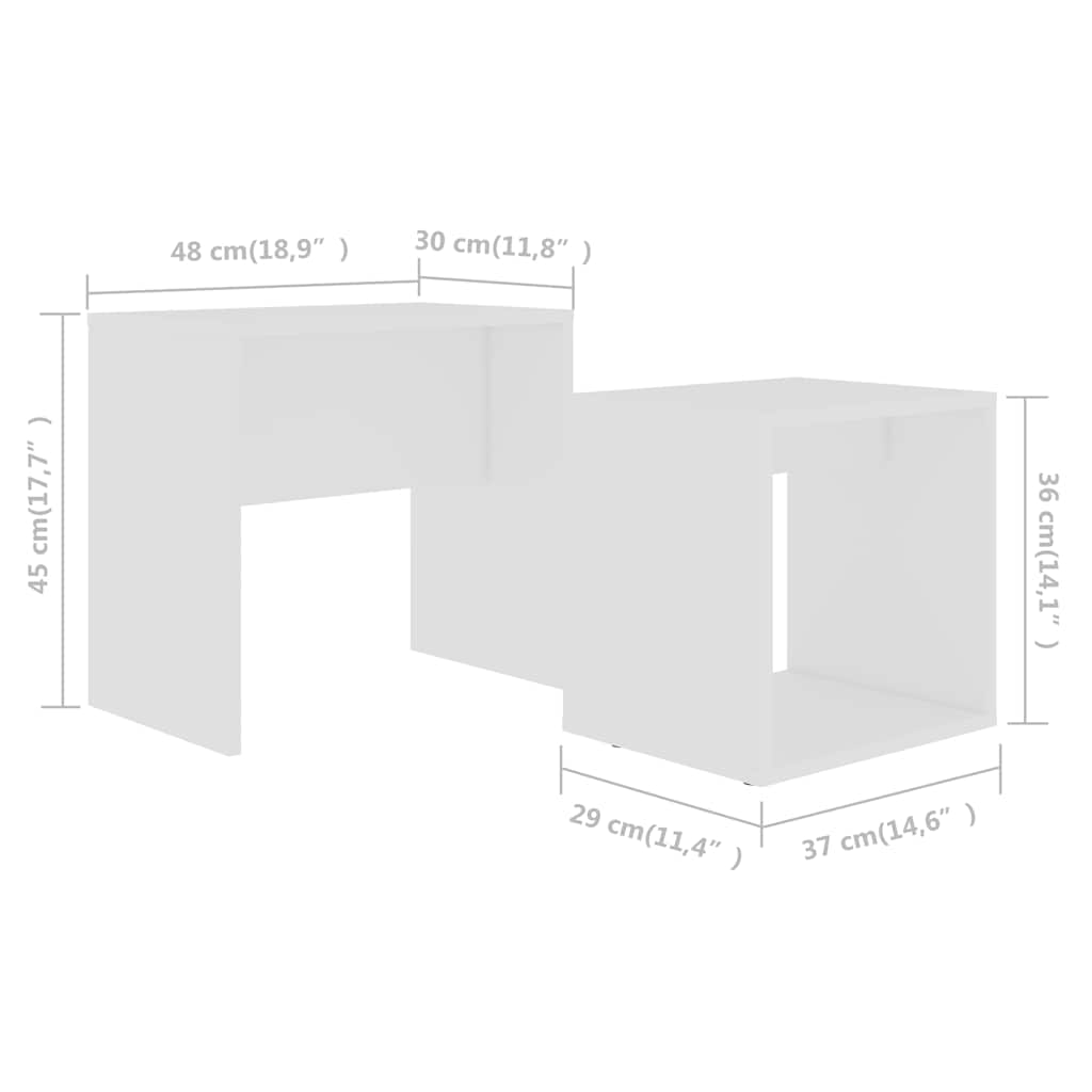 Coffee Table | White | Engineered wood | 48 x 30 x 45 cm | Stackable