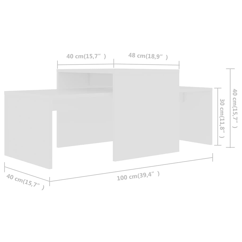 Table | White | Engineered Wood | Medium | Stackable | Nesting Table
