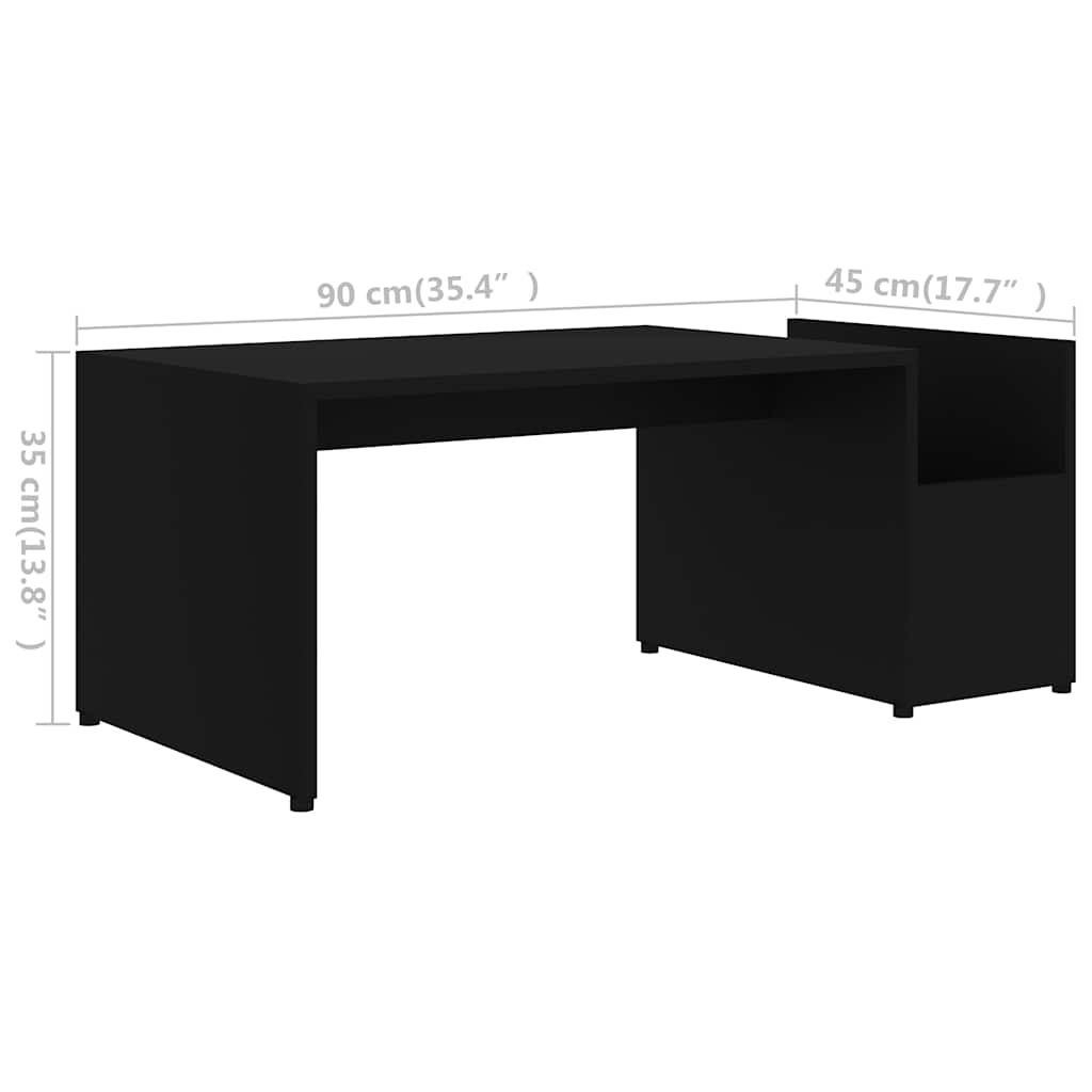 Coffee Table | Black | Engineered wood | 90 x 45 x 35 cm | Coffee Table