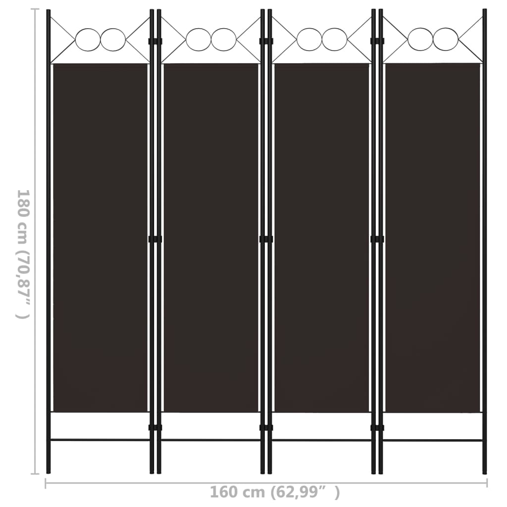 4-Panel Room Divider Brown 63"x70.9"