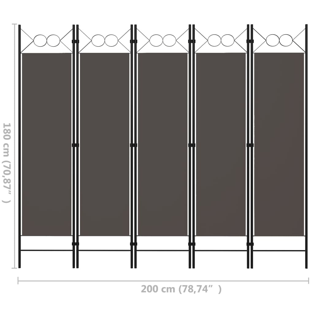5-Panel Room Divider Anthracite 78.7"x70.9