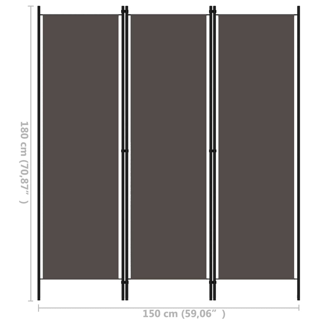 3-Panel Room Divider Anthracite 59.1"x70.9"