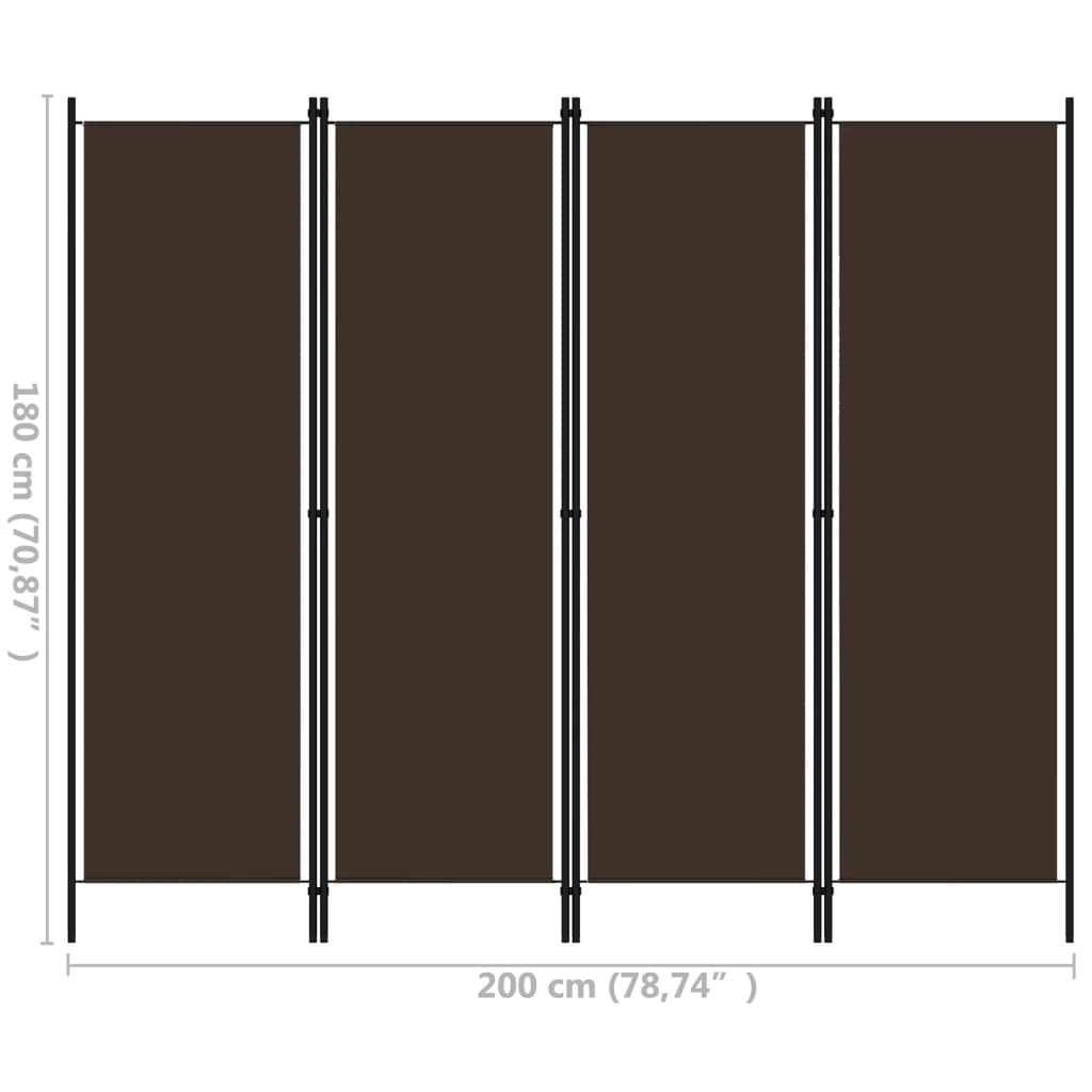 4-Panel Room Divider Brown 78.7"x70.9