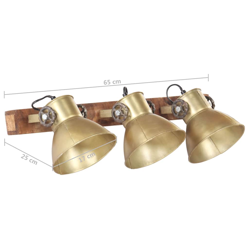 Wall Lamp | Brass and brown | Iron, Solid Mango Wood | Medium
