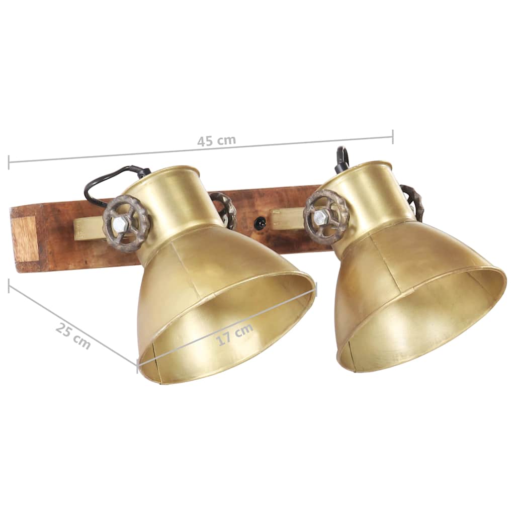 Wall Lamp | Brass and Barn Brown | Iron, Solid Mango Wood | Medium