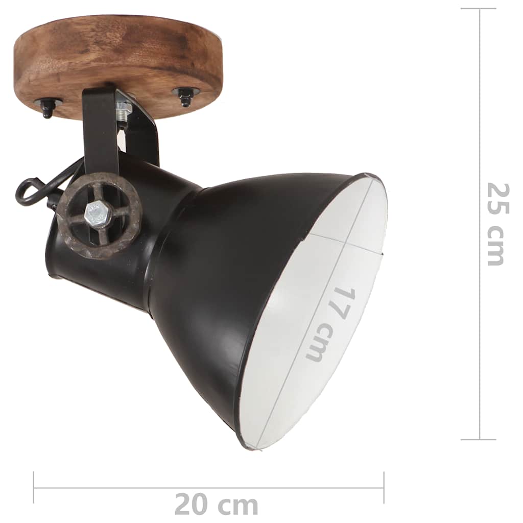 Wall Lamp | Black and brown | Iron and solid mango wood | Standard