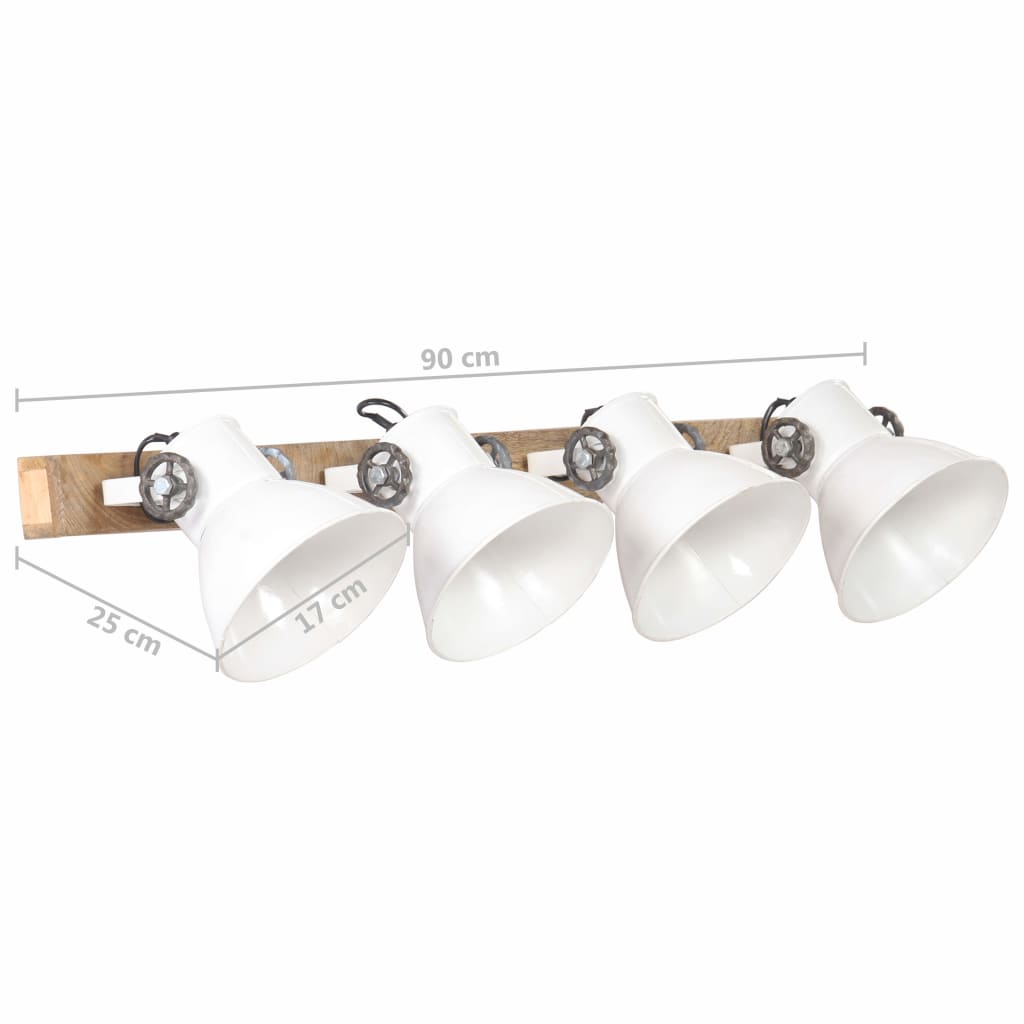 Wall Lamp | White, Barn Brown | Iron, Solid Mango Wood | Large