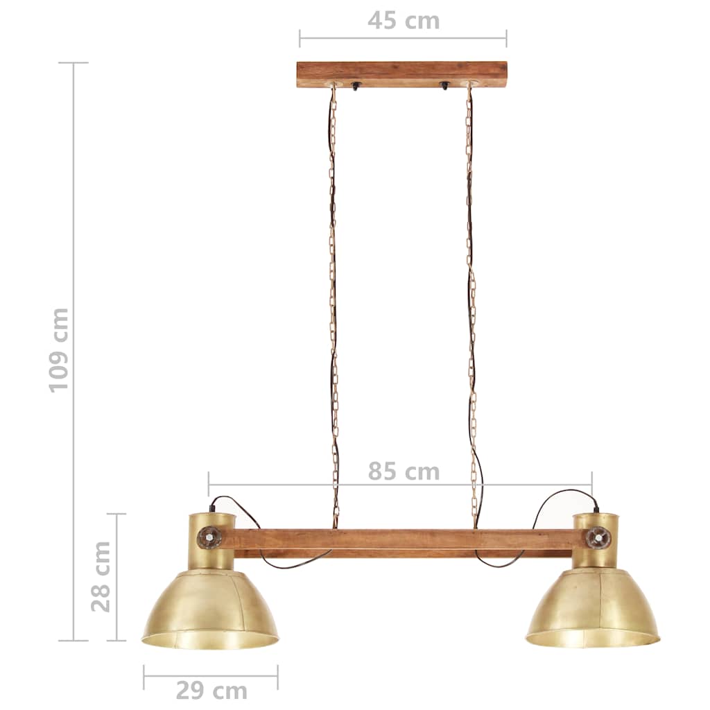 Hanging Lamp | Brass and brown | Iron, Mango Wood | 109 cm | Industrial