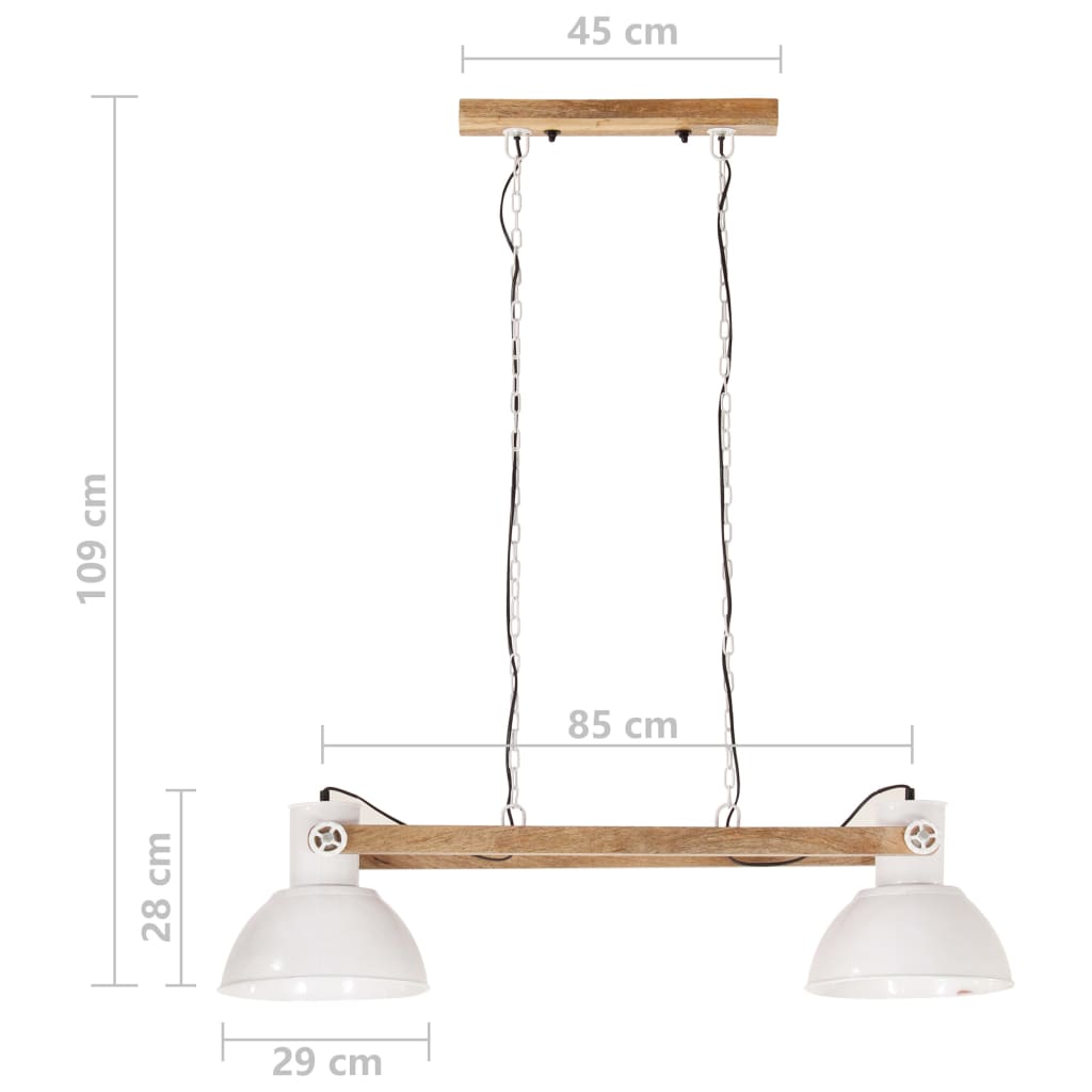 Hanging Lamp | White and barn brown | Iron, Solid mango wood | Medium