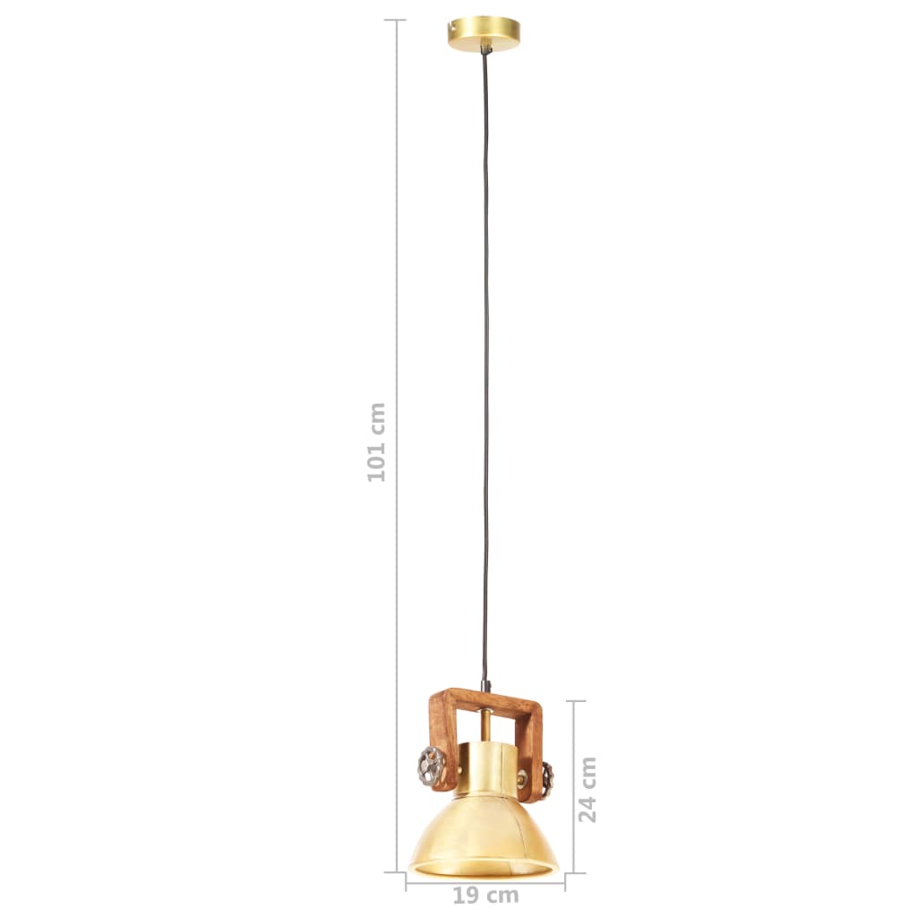 Hanging Lamp | Brass and brown | Iron, Solid mango wood | Industrial