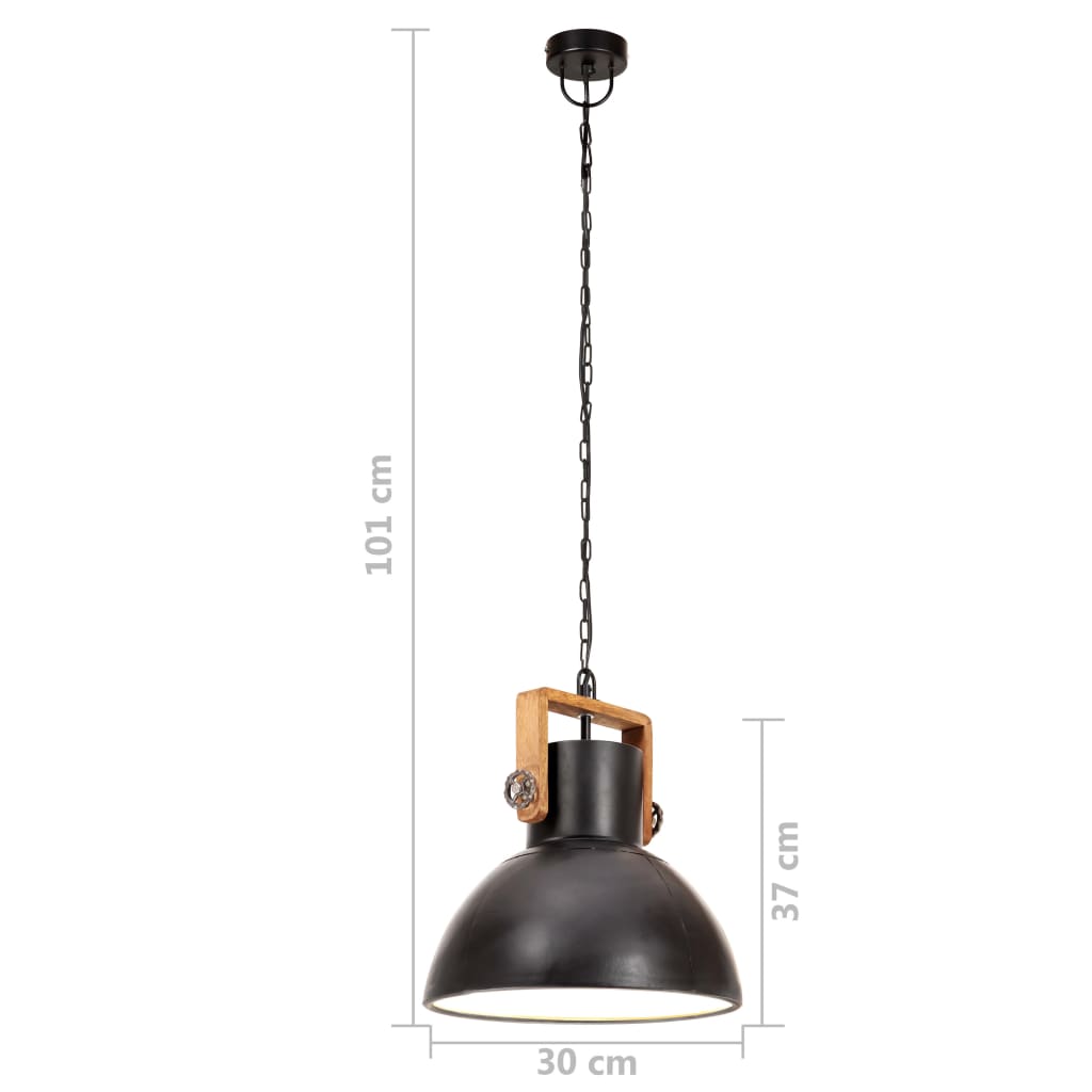 Hanging Lamp | Black and brown | Iron and solid mango wood | Medium