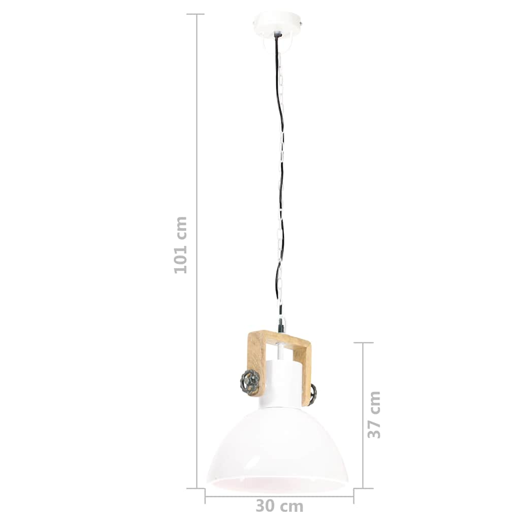 Hanging Lamp | White and brown | Iron, solid mango wood | Medium
