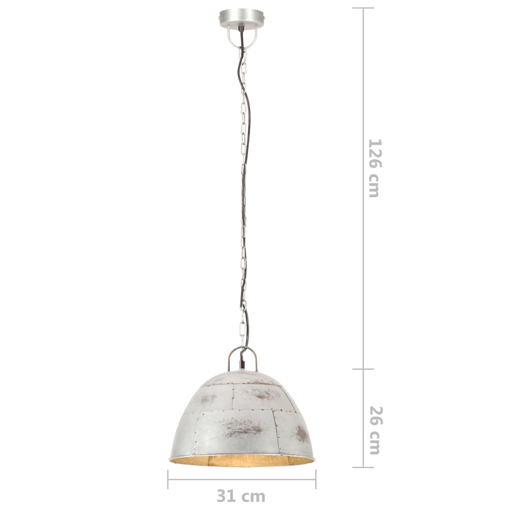 Hanging Lamp | Antique Silver | Iron | 31 cm across | Industrial