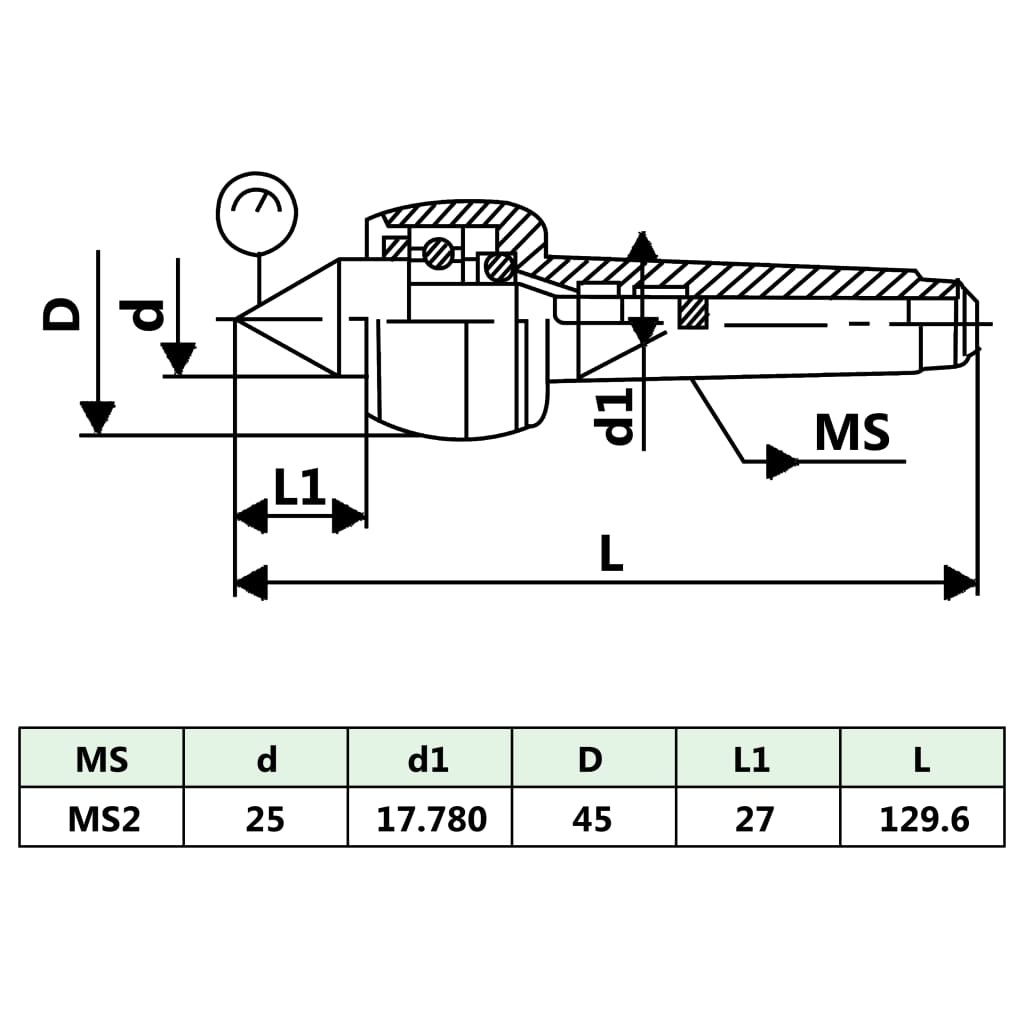 Lightweight Revolving Live Center DM312 MT2/MK2