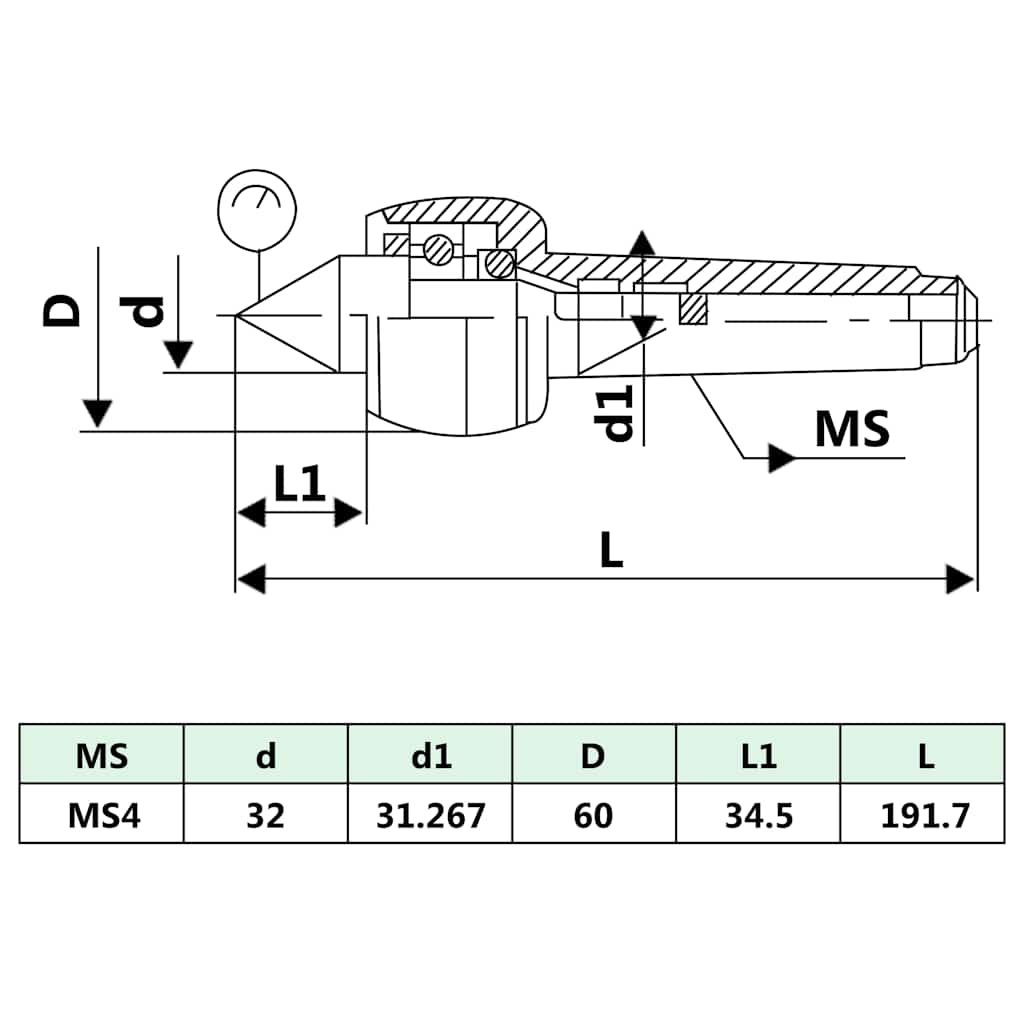 Lightweight Revolving Live Center DM314 MT4/MK4