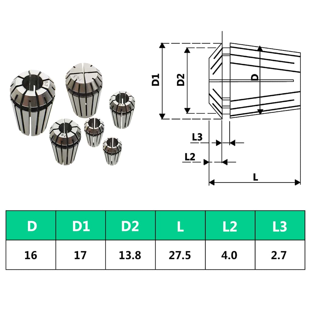 ER16 Collets 10 pcs Turning Tool Set