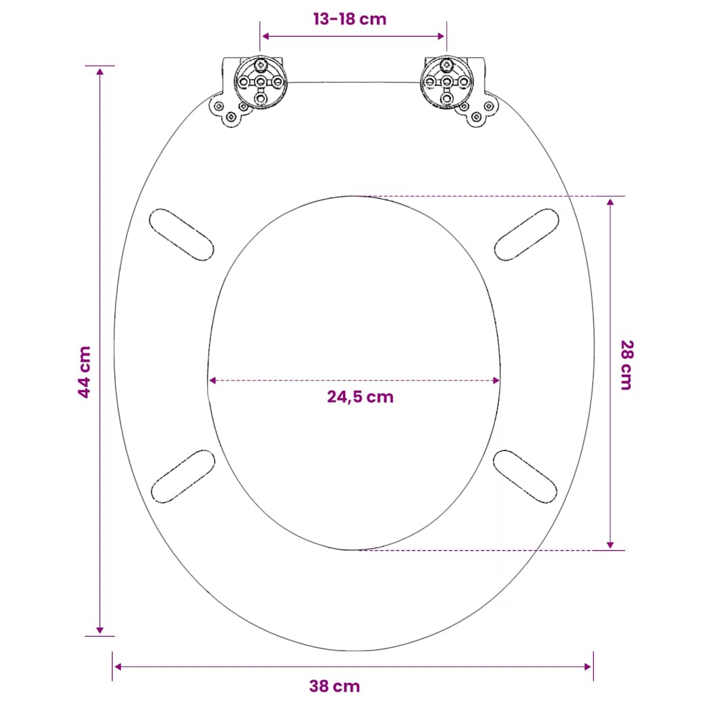 WC Toilet Seat with Lid MDF Blue Water Drop Design